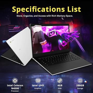 Samsung Galaxy Chromebook Go 14" LED HD Laptop, Intel Celeron N4500, 4GB LPDDR4X, 288GB Storage (128GB eMMC+160GB Docking Station Set), Intel UHD Graphics, Wi-Fi 6, 720p Camera, Chrome OS, Silver - Image 3