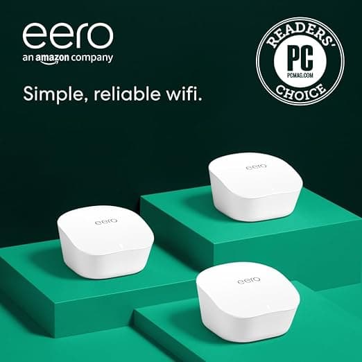 Amazon eero mesh wifi system - Supports internet plans up to 550 Mbps, Coverage up to 4,500 sq. ft., 3-pack - Image 1