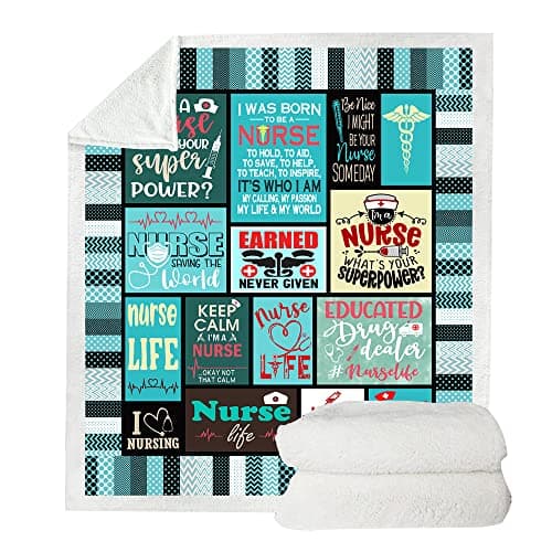 Nurse Gifts Soft Warm Nurse Gifts for Women Throw Blanket,Gifts for Nurses,Nurses Week Gifts,Soft Fluffy Sherpa Warm Throw Blankets for Bed, Office and Couch (H2,130cm x 150cm(51'' x 59'')) - Image 1
