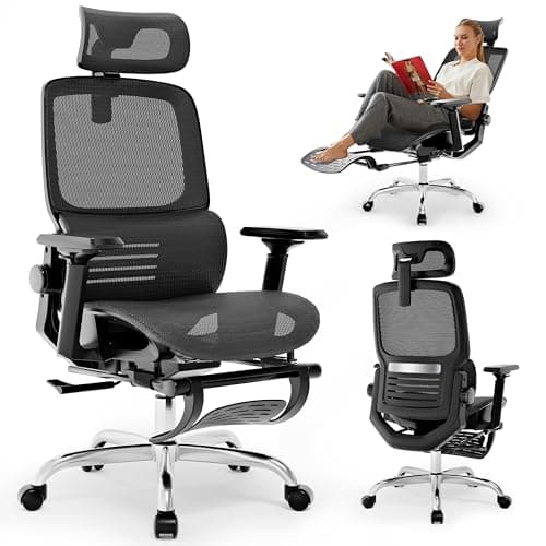 MOLENTS Ergonomic Office Chair, High Back Desk Chairs with Retractable Footrest, Breathable Mesh, Adjustable Headrest, 3D Armrests, Lumbar Support, Tilt Function, Comfy Swivel Computer Gaming Chair - Image 1