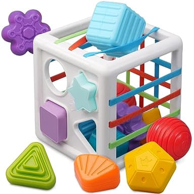 LiKee Shape Sorter Toys for 1+ Years Old, 10pcs Montessori Baby Blocks, Sensory Toddler Learning Toy for Fine Motor Skills, Infant Developmental Toys Gift for Boys Girls Ages 18+ Months - Image 4