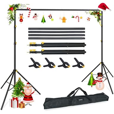 LINCO Lincostore Backdrop Support Stand Kit 10x6.5ft Adjustable Photography Studio Photo Background Support System with Carrying Bag for Green Screen Muslin, 4171 - Image 1