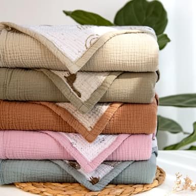 lulumoon Muslin Baby Blanket - Cotton Quilt Blankets for Toddlers - Reversible Nursery Crib Blanket for Baby Boys and Girls 47"x47"(Olive Dinosaur) - Image 8