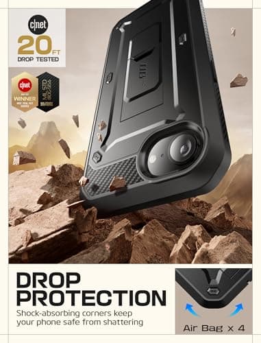 SUPCASE for iPhone 16e Case with Screen Protector (Unicorn Beetle Pro), [Built-in Stand & Belt-Clip] [Military-Grade Protection] Full Body Phone Case for iPhone 16e 6.1'' 2025, Black - Image 3