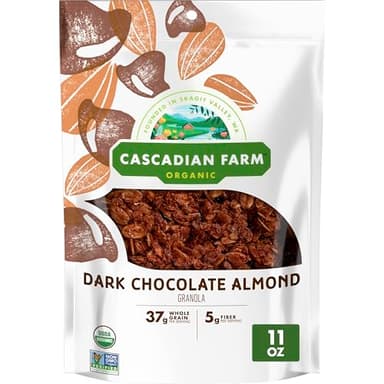 Cascadian Farm Organic Granola, Dark Chocolate Almond Cereal, Resealable Pouch, 11 oz - Image 1