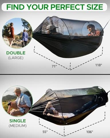 Sunyear Camping Hammock with Net - Double&Single Hammock with House-Like Net- Easy Setup & Pack, Lightweight & Portable, Perfect for Hiking, Backpacking, Outdoor Sleeping - Image 4