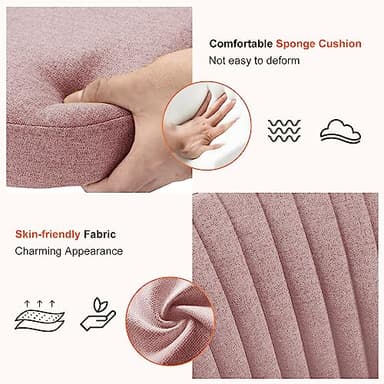 Sweetcrispy Armless Office Chair, Modern Fabric Home Office Desk Chairs with Wheels Adjustable Swivel Task Computer Vanity Seat for Small Spaces - Image 3