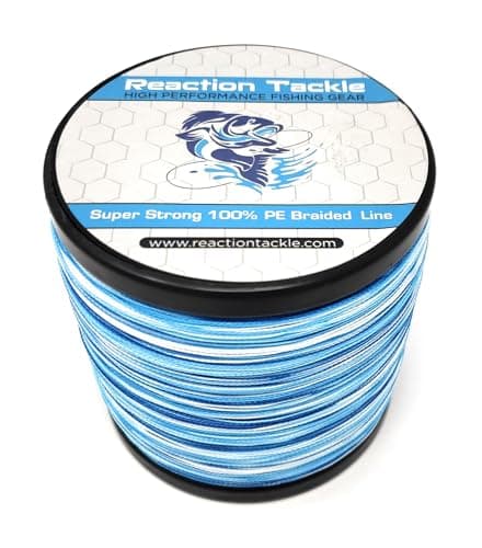 Reaction Tackle Braided Fishing Line Blue Camo 10LB 150yd - Image 1