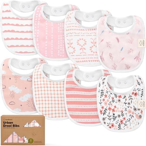 8-Pack Organic Baby Bibs for Boys, Girls - Soft Cotton Drooling and Teething Bibs for Baby Girl & Boy, Extra Absorbent, Easy To Clean & Put On for Toddler, Newborn, Infant 0-24 Months (Sweet Charm) - Image 1