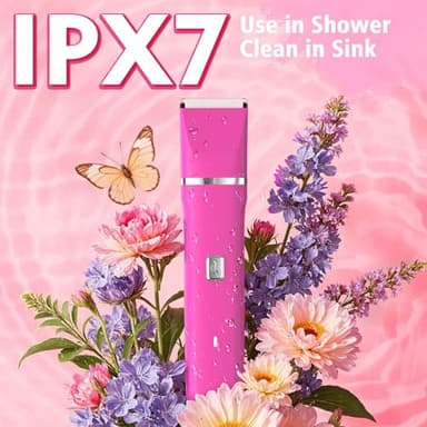 Electric Razors for Women - IPX7 Waterproof Pubic Hair Remover for Shower & Travel, 3-in-1 Bikini Trimmer with Body/Round/Curved Heads, Hypoallergenic Foil & Ceramic Blades, Self-Care Gifts for Her - Image 3