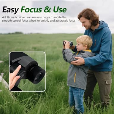 10x25 Compact Binoculars for Adults and Kids, Small High Powered Binoculars with Low Light Vision for Bird Watching, Hunting, Hiking, Cruise and Travel, Includes Carrying Bag - Image 6