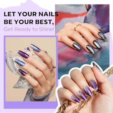 modelones Chameleon Nail Polish Set 6 Colors, Green Glitter Pink Blue Purple Holographic Quick Dry Mini Nail Lacquer Kit Gray Aurora Shimmer DIY Nail Art Manicure Gift For Women Girls - Image 4