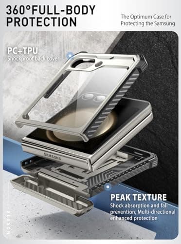 i-Blason for Samsung Galaxy Z Flip 7 FE Case, Z Flip6 Case with Stand, [Built-in Screen Protector] [Hinge Protection] [Belt-Clip], Military Phone Case for Samsung Z Flip 7 FE/6/5, Armorbox, Tigray - Image 3