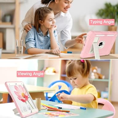 BMOUO Case for iPad 9th 8th 7th Generation (iPad 10.2 inch, 2021/2020/2019), Shockproof Protective iPad 10.2 Case with Built-in Stand/Pencil Holder, Pink - Image 7