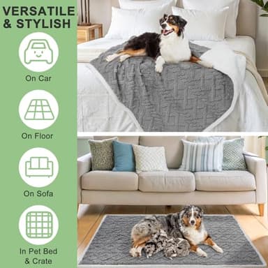 BEAUTYZOO Waterproof Dog Blankets for Small Dogs Washable- Reversable Dog Blanket for Furniture, Sofa, Couch, Crate, Car- Soft Sherpa Dog Throw Plush Pet Bed Blanket Cat Puppy Kitten, 24"x32" Grey - Image 3