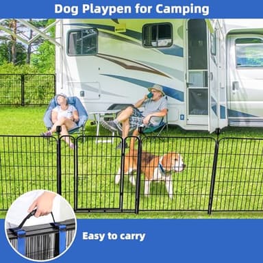 ADAVIN Metal Garden Fence with Gate, 36 in(H) 8 Panels Heavy Duty Iron Animal Barrier Fence, Indoor or Outdoor Dog Playpen, Camping Fence, No Dig Garden Border Fencing for Yard. Total 17.7 FT(L) - Image 5