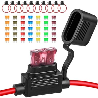 10 Pack Inline Fuse Holder 12V, Professional 12 AWG Waterproof Fuse Holder with 35 Pcs (5A/7.5A/10A/15A/20A/30A/40A) Standard Car Fuses, Giwiemi in Line Fuses Holders 12v for Marine Auto and Circuits - Image 1