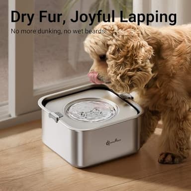 DownyPaws No Spill Water Bowl for Dogs,101oz/3L Stainless Steel Slobber Stopper, No Drip Slow Drinking Dog Water Bowl, No Mess Dog Water Dispenser Spill Proof, Dishwasher Safe, Silver - Image 5