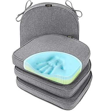 SUNROX Gel Memory Foam Chair Cushions, FadeShield Water-, Stain-Resistant Durable Reversible Seat Cushion Pads with Ties for Indoor/Outdoor Kitchen Dining Office, 19"x19", Set of 4, Heather Charcoal - Image 1