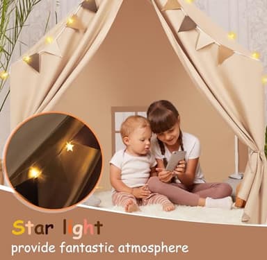 MORITECK Kids Play Tent with Padded Mat & Star LED Lights for Ages 4-8-10 Year Old Girls Boys, Large Cute Indoor Play Room House Tent for Toddler Children - Image 5