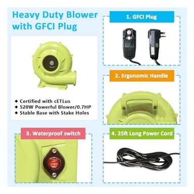 MIRUNAIR Inflatable Bounce House with Slides, Inflatable Water Slide for Kids Backyard, Bounce Water Prak with Air Blower, Splash Pool, Water Cannon, Climbing Wall, Outdoor Backyard Water Park - Image 7