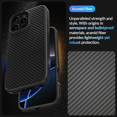 LONLI 2.0 - for iPhone 16 Pro Max Case - The Toughest Aramid Fiber Magnetic Protective Phone Cover - [360° Shock-Absorbent Bumper and Inner TPE Frame] - [Compatible with Magsafe] - Aramid Fiber - Image 3