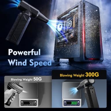 WHATOOK Compressed Air Duster: 180000RPM Air Blower with Stepless Speed Regulation Mode, Electric Air Duster with Brushless Motor, Air Duster for Keyboard, Computer, Car and Home Cleaning（Black） - Image 5