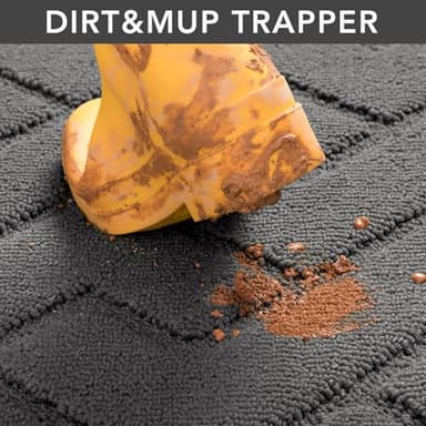 hicorfe Indoor Door Mat,Non Slip Door Mats,32"x48" Front Back Door Mat Rubber Backing,Absorbent Resist Dirt Entrance Inside Floor Mats for Entryway Washable Low-Profile(Grey) - Image 6