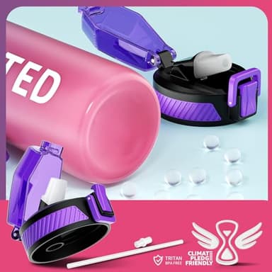 QLUR Water Bottle with Straw, 32oz Motivational Water Bottles with Time Marker to Drink, Tritan BPA Free, 1L Sports Water Bottle with Carry Strap LeakProof for Women Gym Fitness Outdoor (1 Pack) - Image 8