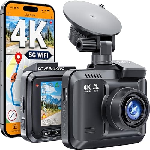ROVE R2-4K PRO Dash Cam, Built-in GPS, 5G WiFi Dash Camera for Cars, 2160P UHD 30fps Dashcam with APP, 2.4" IPS Screen, Night Vision, WDR, 150° Wide Angle, 24-Hr Parking Mode, Supports 512GB Max - Image 1