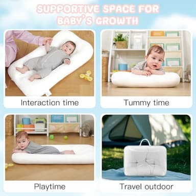 Baby Lounger for Newborn, Bionic Design Baby Lounger, Soft Organic Cotton Breathable Lounger for Infants 0-18 Months (White) - Image 5