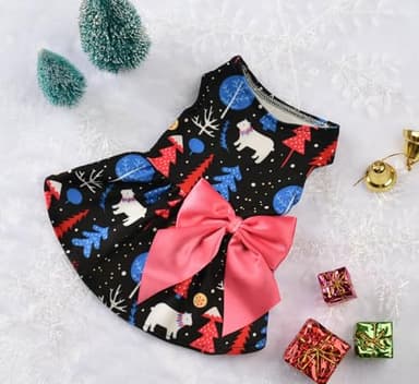 MSNFOASM Dog Christmas Dress,Short Velvet Dog Winter Outfit,Small Dogs Girl Winter Apparel, Cat Clothes(Romantic Fantasy M) - Image 4