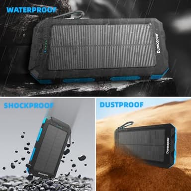 Durecopow Solar Charger Power Bank 20,000mAh, Portable Charger, 4 Cables 3 Ports Fast Charging External Battery Pack with USB C for Cell Phones, Solar Panel Charger with Dual Flashlight for Camping - Image 6