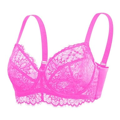 HSIA Minimizer Bra for Women - Plus Size Full Coverage Lace Bra with Underwire, Non Padded Hot Pink - Image 6