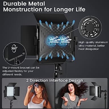 RGB Photography Lighting Kit, 50W Bi-Color Professional LED Studio Lights, 2300k~8500k Dimmable Photo Lights for Photography Filming Camera Video Recording Stage Shooting Streaming YouTube TikTok - Image 6