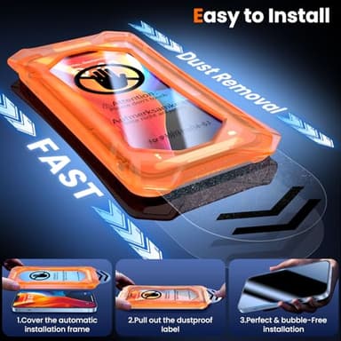 UniqueMe Screen Protector for iPhone 16e / iPhone 13 / iPhone 13 Pro/iPhone 14 Screen Protector Tempered Glass Full Coverage, Easy Installation, Case Friendly 2 Packs - Image 2