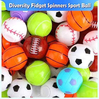 42 Pack Sport Party Favors, Mini Fidget Spinner Sport Ball Toys for Kids Fidget Toys Soccer Baseball for Kids 6-8 8-12 Goodie Bag Stuffers Christmas Birthday Gifts Treasure Box Classroom Prizes - Image 4