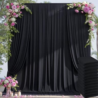 60×14ft Wrinkle Free Black Backdrop Curtain for Parties Wedding,12 Panels 5×14ft Height Soft Silky Polyester Photo Backdrop Drapes for Birthday Graduation Photography Stage Event Background Cloth - Image 1