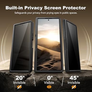 TONGATE for Z Fold 7 Case with Privacy Screen Protector, [Built-in Slide Camera Cover & Stand] [Anti Spy] Military Grade Drop Phone Case for Samsung Galaxy Z Fold 7 with Belt Clip, Black Privacy - Image 2