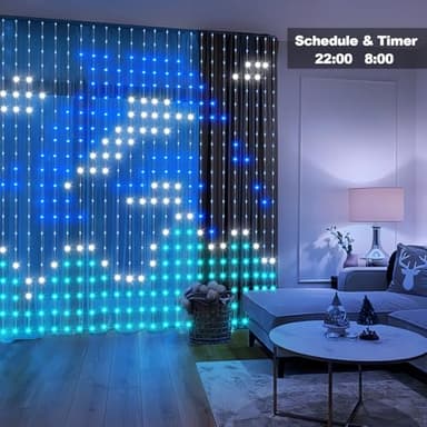 echosari Curtain Lights Plug in, 400 LED Smart Curtain Lights 6.6 x 6.6ft with APP & Remote RGB & IC DIY Pattern Music Sync for Bedroom Backdrop Decor - Image 4