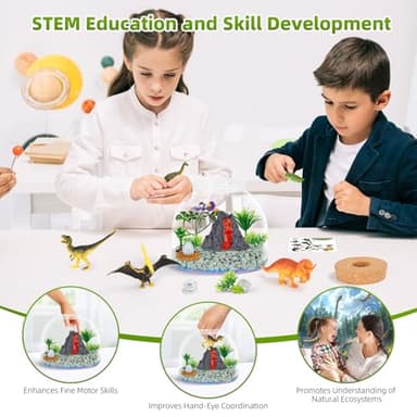 Dinosaur Light Up Terrarium for Boys – DIY Prehistoric Garden with LED | STEM Toy & Craft Gift for Kids Ages 4-8, Perfect for Birthday or Christmas - Image 4