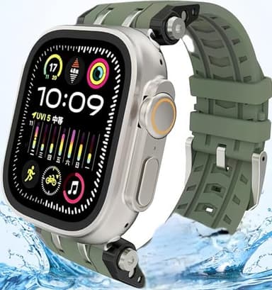 Waterproof for Apple Ultra 2 Watch Band Men Women 49mm, Hypoallergenic for Apple Watch Sport Bands Series 10 9 8 7 SE 46mm 45mm 44mm, Designer Wristband, Workout Running Swimming (Gray) - Image 2