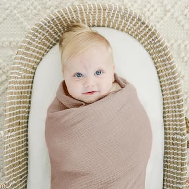 Muslin Swaddle Blankets for Baby Boy & Girl - Soft Breathable Newborn Receiving Blankets Set (Pink, 3 Pack) - Image 5