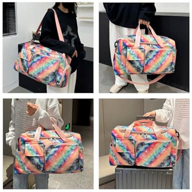 Small Gym Bag for Women, Travel Duffle Bag Carry On Weekender Bag with Shoe Compartment - Image 2