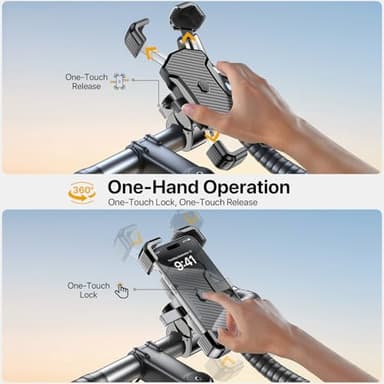 Miracase Motorcycle Phone Mount, One Touch Release and Lock Bike Phone Holder, Bicycle Scooter Handlebar Phone Mount Holder, Bike Phone Mount Compatible with iPhone Google Samsung - Image 3
