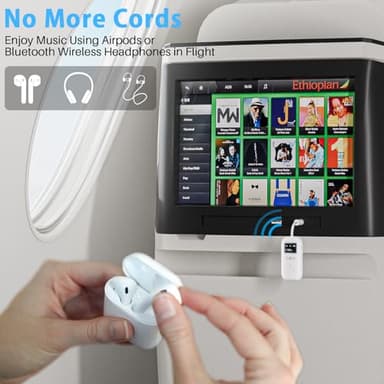 1Mii Airplane Bluetooth 5.3 Adapter for 2 Wireless Headphones, Support AD/LL/HD, 3.5mm AUX Bluetooth Audio Transmitter for TV/PC/Airplane/Gym, 25H Playtime, Essential for Airplane Travel - Image 4