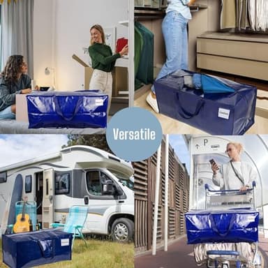 VENO 10 Pack Moving Bags w/Backpack Straps, Heavy Duty, Moving Boxes Alternative, Packing Supplies, Large Storage Totes for Dorm Room Essentials with Zipper for Clothes (Blue, 10 Pack) - Image 6