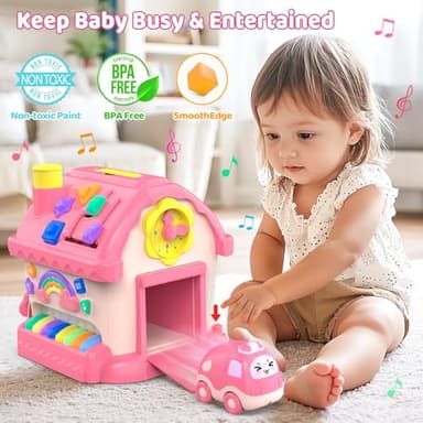 Fidecexv Montessori Toys for 1 Year Old Girl Gifts, 12-in-1 Musical House Toddler Learning Toys for 1-2, 1st First Birthday Gifts for Girls and Boys Baby 6-12 12-18 6-24 Months - Image 5