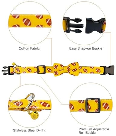 Yizepet Dog Collar with Bow Tie- Adjustable pet Collar for Dogs with Plastic Buckle Collar, Stylish Pattern for Small Medium or Large Boy and Girl Dog and Cat - Image 3