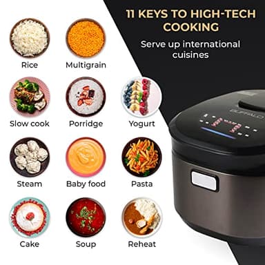 Buffalo Titanium Grey IH SMART COOKER, Rice Cooker and Warmer, 1.8L, 10 cups of rice, Non-Coating inner pot, Efficient, Multiple function, Induction Heating (10 cups) - Image 3